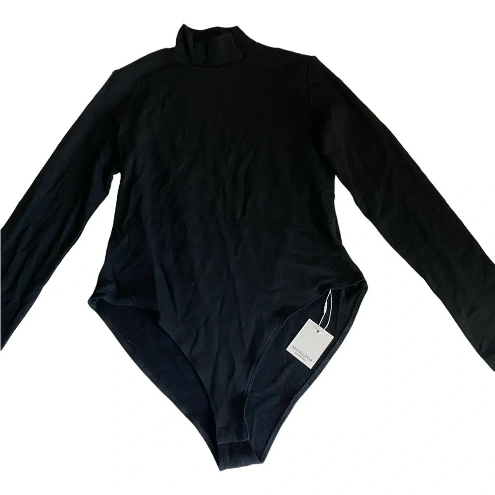 Mangopop Collection Women's Black Bodysuit Top Shirt Long Sleeve Size XL - Picture 4 of 8